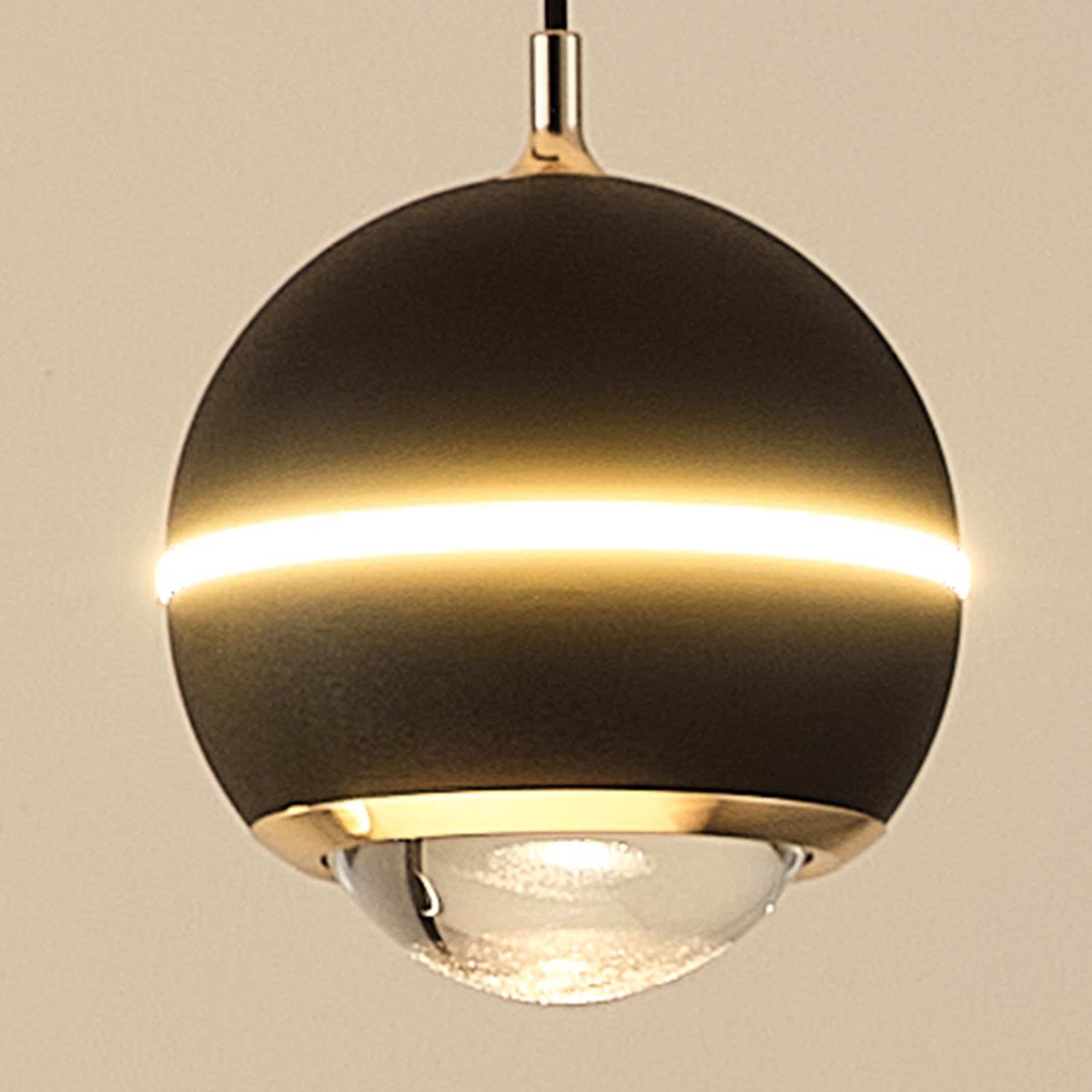 ORANOOR Nowoczesne lampy wiszące LED, ściemniane, 91 cm, kryształowy globus, oświetlenie żyrandolowe, czarno-złoty, do jadalni, wiszące oprawy oświetleniowe, wyspa kuchenna, liniowa lampa wisząca na