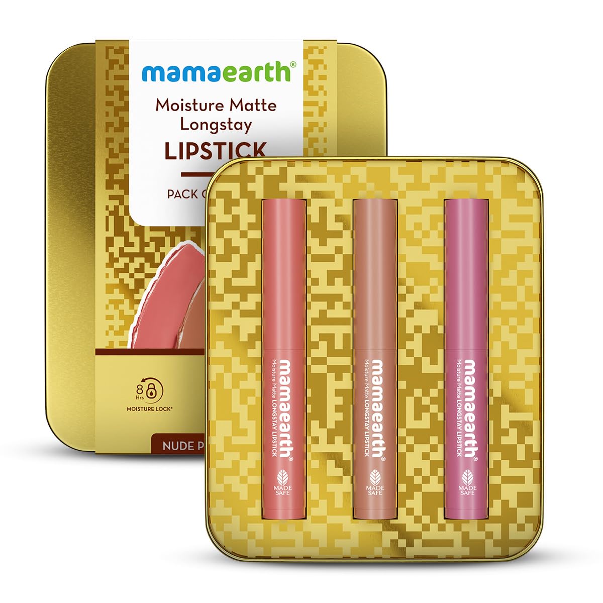 Mamaearth Moisture Matte Long Stay Lipstick Minis Gift Set - Nude Perfection | 8 Hour Moisture Lock | Up to 12-Hour Long Stay | Smudge Proof | Travel-Friendly | Gifting For Valentine's Day, Birthday, Anniversary & Special Occasions | Rakhi Gift for Sister | Premium Gift Pack