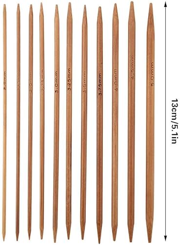 Miniatura 5 de Juego de agujas de tejer de bambú de 11 tamaños, 55 piezas, suaves, de doble punta, largas, para manualidades de tejer hechas a mano creativas (5.1