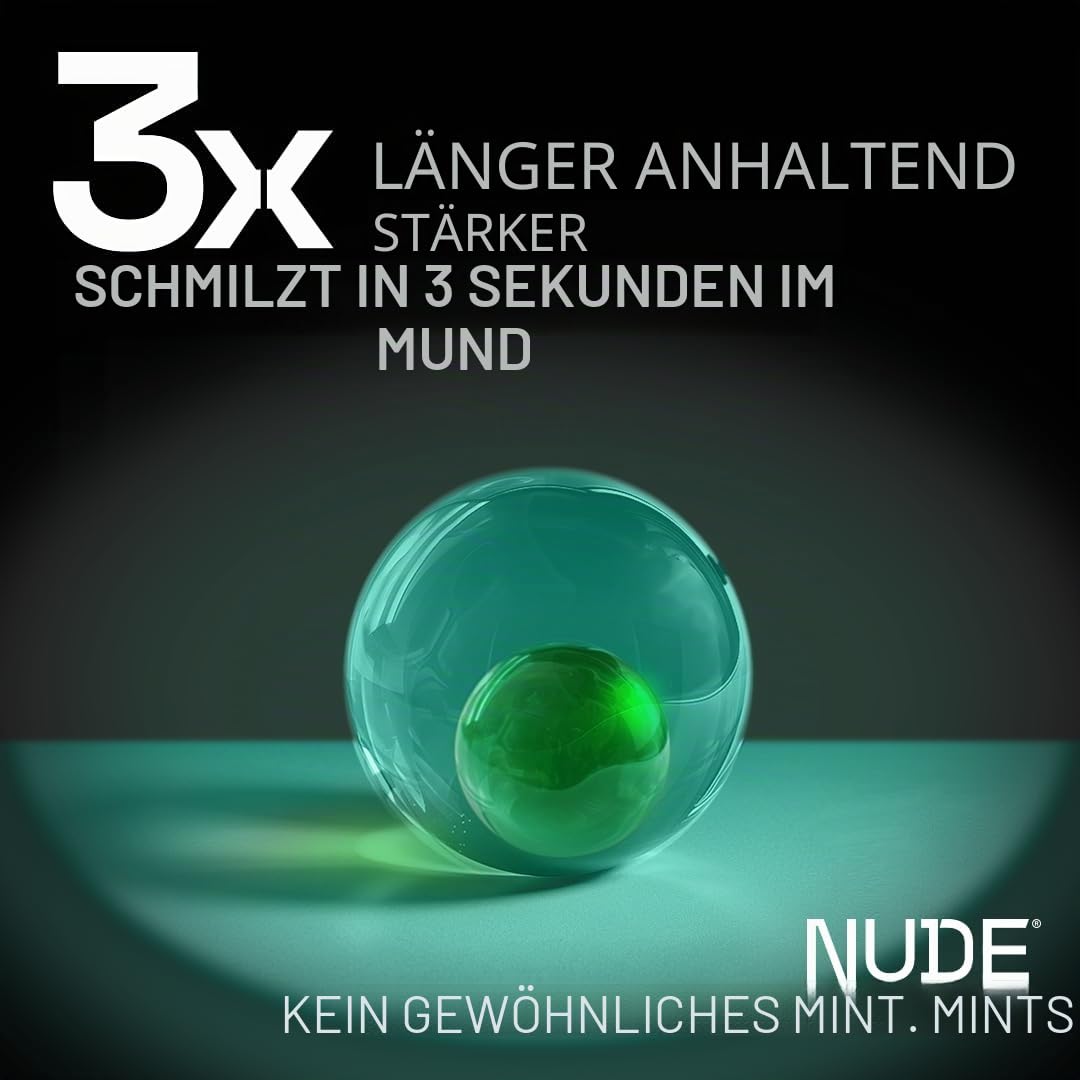 NUDE MINTS | Dual Action Flüssigkapseln | Mundbewässerung Minze – hält 3 x länger – 3 x stärker – extreme Mundgeruch Behandlung für Erwachsene – zuckerfrei, 0 Kalorien – Vielfalt – 10 Stück – 300