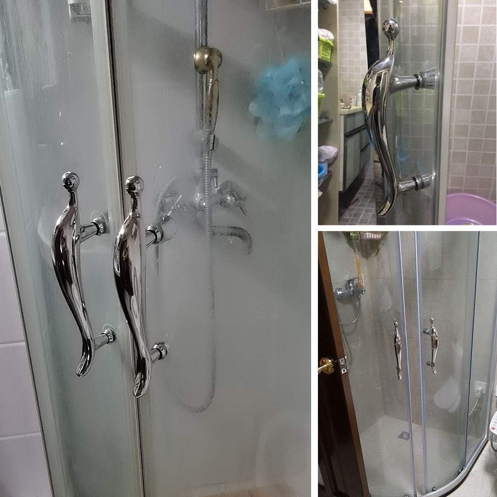 Shower Door Handle | 145mm Hole Centres | Chrome Stainless Steel | Door-Knobs Suitable for Shower Enclosures, Bathroom,Kitchen Glass Door, Set of 2