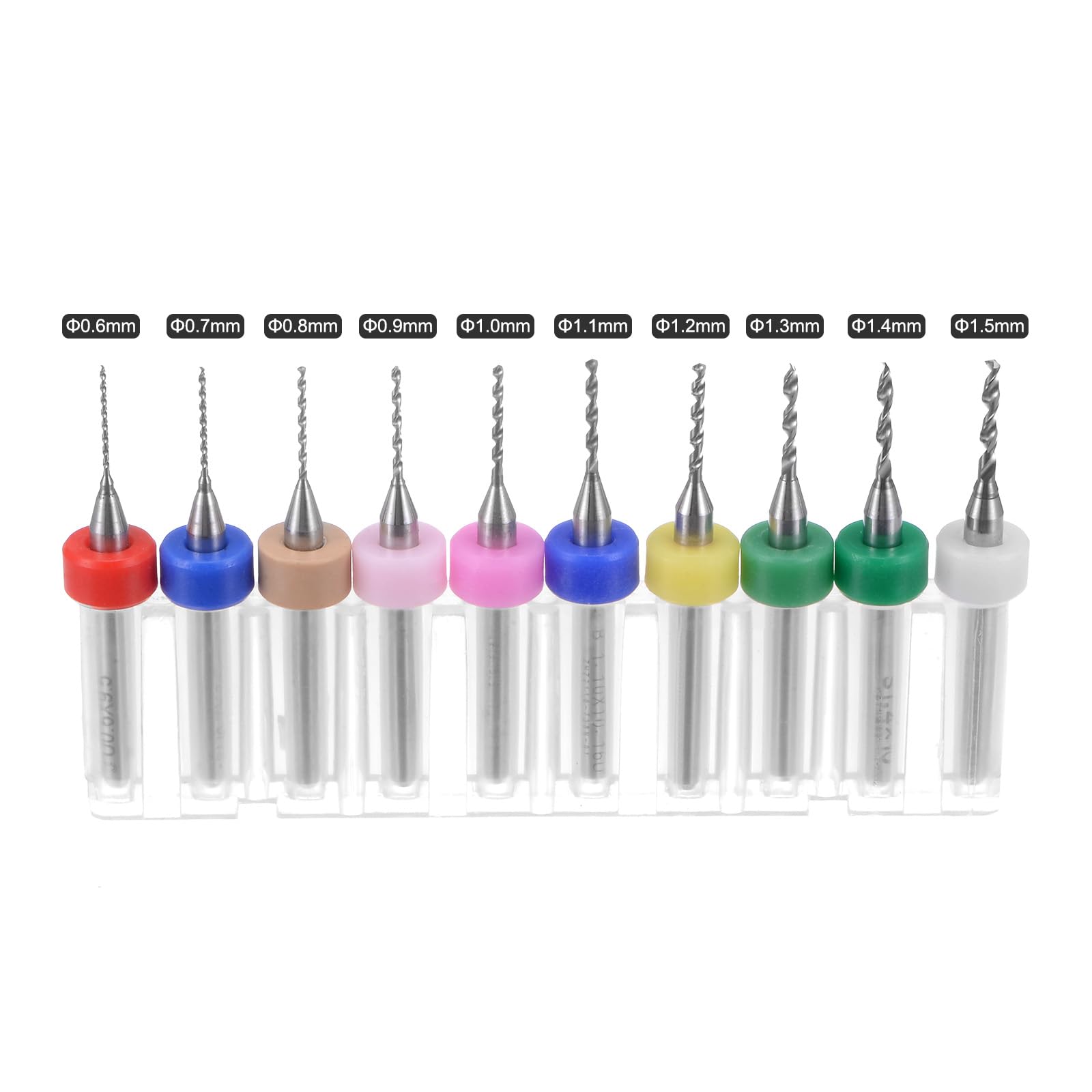 sourcing map Mikro-Leiterplatten-Bohrer-Set, 0,6 mm-1,5 mm Schaft, massives Wolframkarbid, CNC-Gravur, Druckleiterplattenbohrer, Drehwerkzeug, 10 Stück