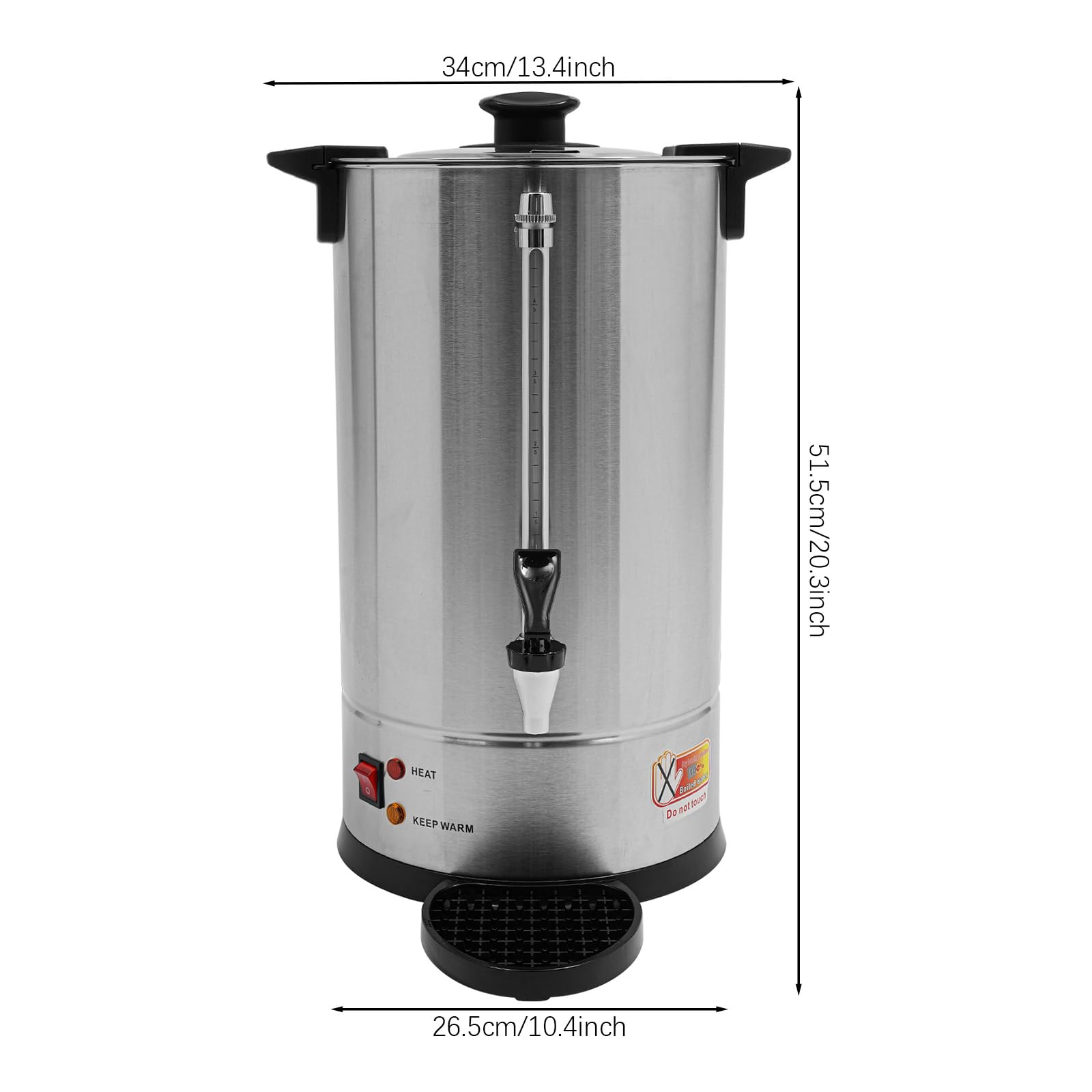 MOQNISE Coffee Urn 15L Stainless Steel Hot Water Dispenser 1500W Commercial Electric Coffee Pot with Water Gauge, Anti-Dry Burn/Overheat Protection, for Brewing or Keeping Warm Tea Chocolate