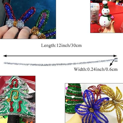 Miniatura 3 de HAHIYO 70 unidades de limpieza de tuberías plateadas de 12 pulgadas x 0.236in, tallo de felpilla extra largo, limpiador de tubos de felpilla estable