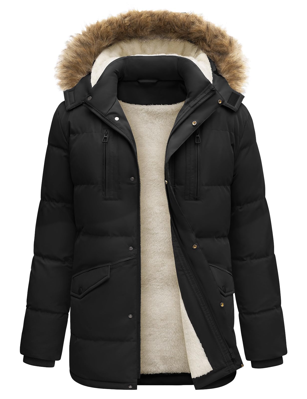 heekpek Chaqueta Polar Hombre Invierno Abrigo Largo Acolchada Cazadora Para Hombre Termica Parka de Esqui Snowboard