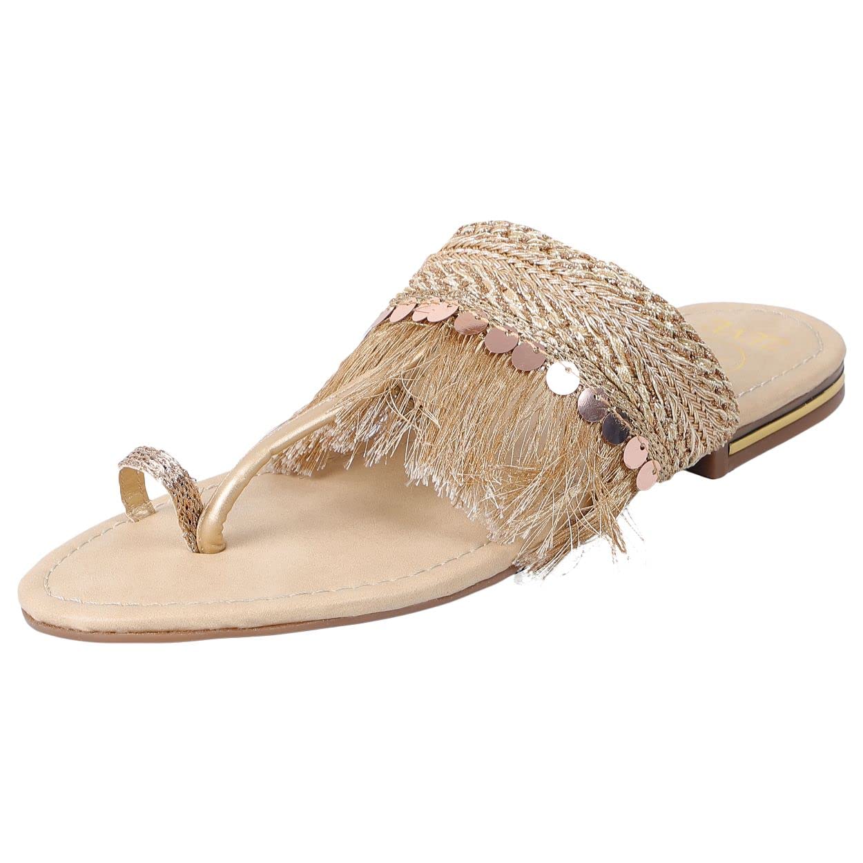 ZeveBeaded Strap Tassel Flats