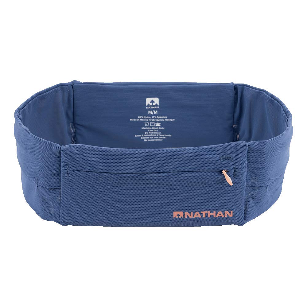 Nathan Running Belt – The Zipster Lite – Marsupio con 2 cerniere – Marsupio senza rimbalzo – Leggero/Runners Fanny Pack – Adatto a tutti gli iPhone, Android, Samsung – Uomo e Donna (Navy, XS)