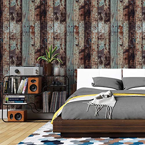 Papel de Parede Rolo Adesivo Tendenci Estampa Madeira - V (3 Metros, Madeira V E)