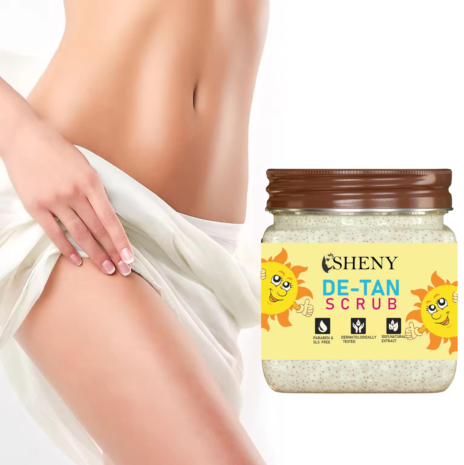 SHENY De-Tan Scrub, Paraben & SLS Free, Gentle Exfoliating Face and Body Scrub Designed to Improve Skin Clarity and Help Reduce the Appearance of Sun Tan atural Extract-picture-40