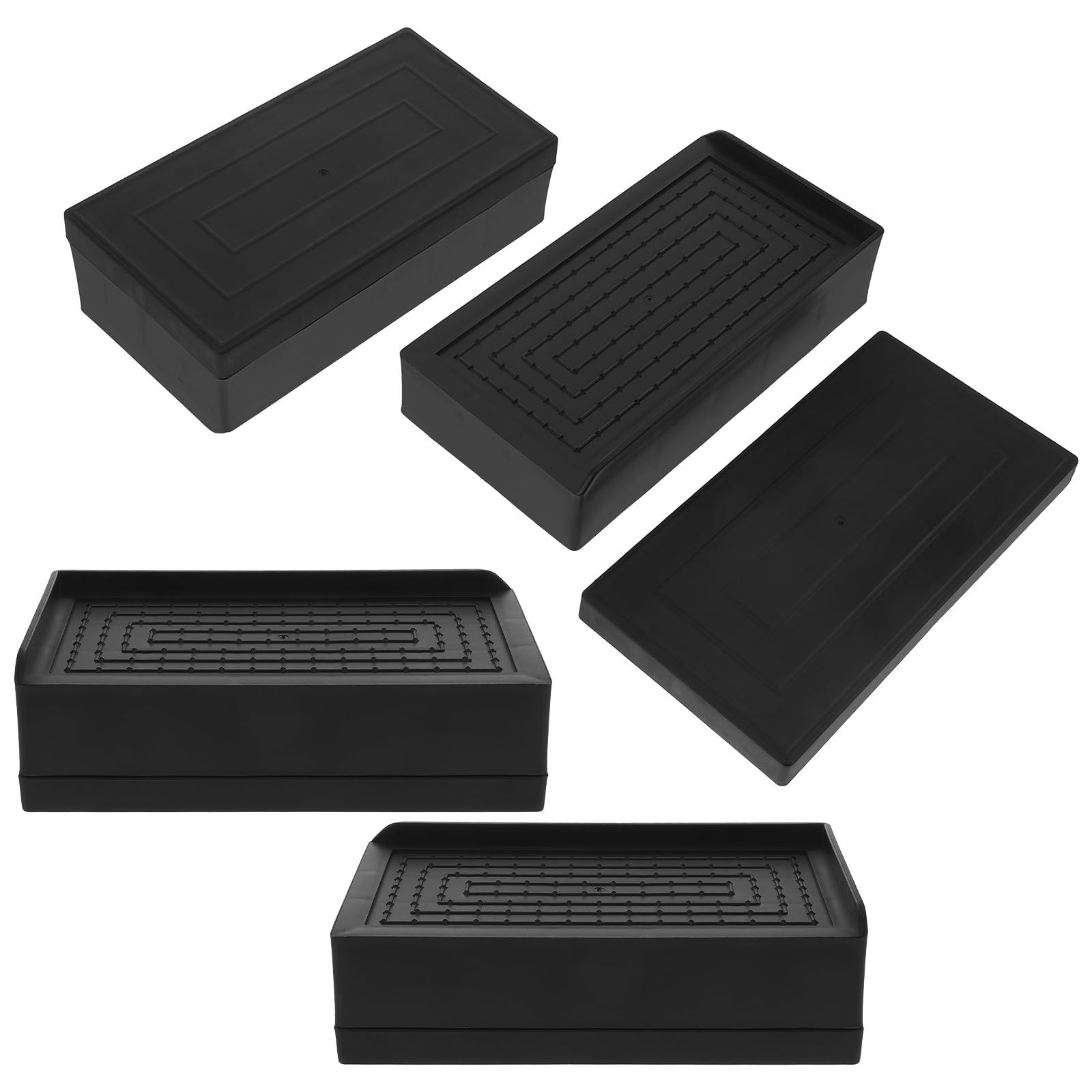 Elevadores de Cama Ajustables de Plástico y TPU Negro para Muebles Instalación Fácil y Uso Versátil, Paquete de 4 Piezas para Camas y Mesas en Apartamentos Pequeños