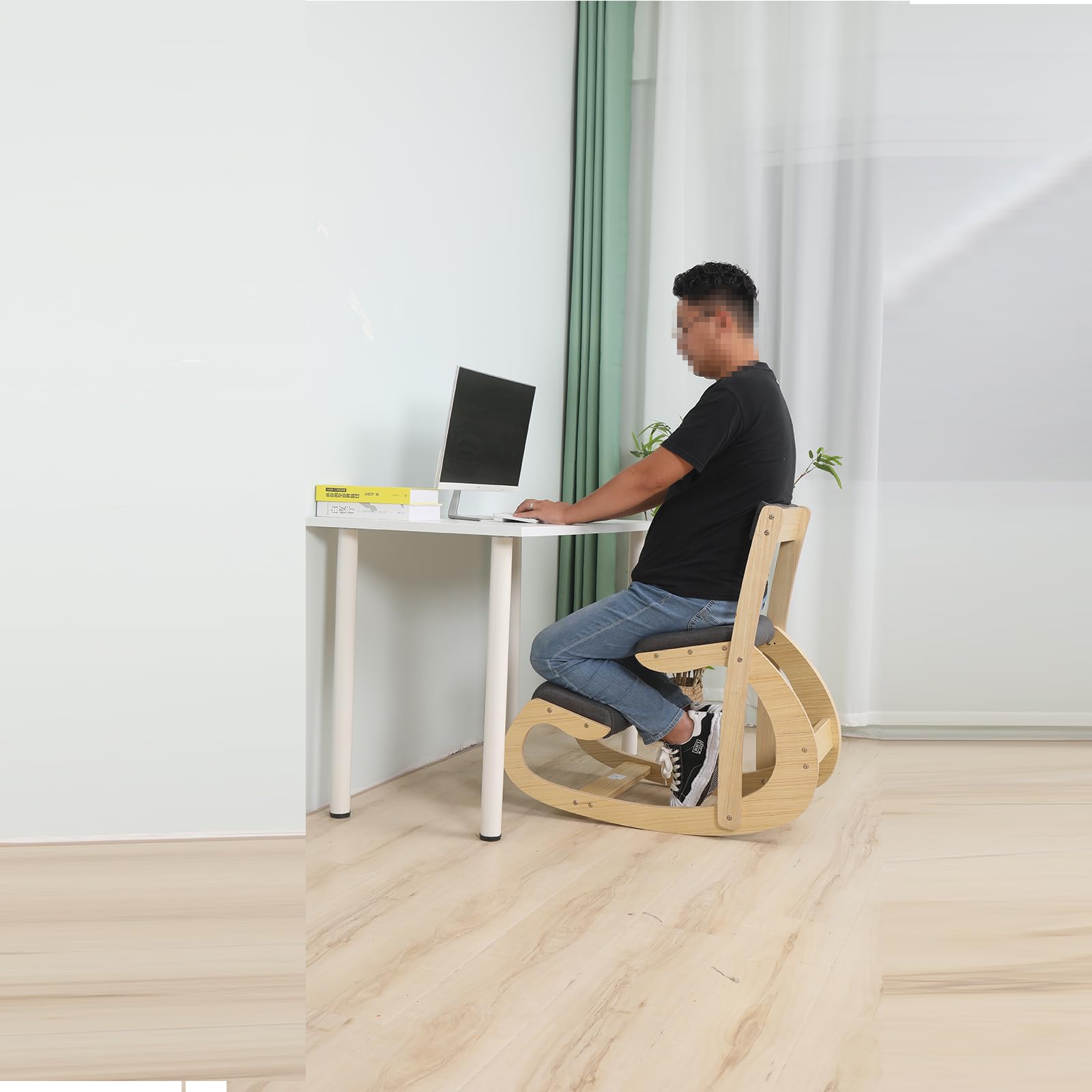 Ergonomischer Kniestuhl, verstellbar, mit Rückenlehnen, Kniestuhl, Haltungsstuhl für Schreibtisch, Heimbüro, Holz, Kniehocker und Kniestuhl