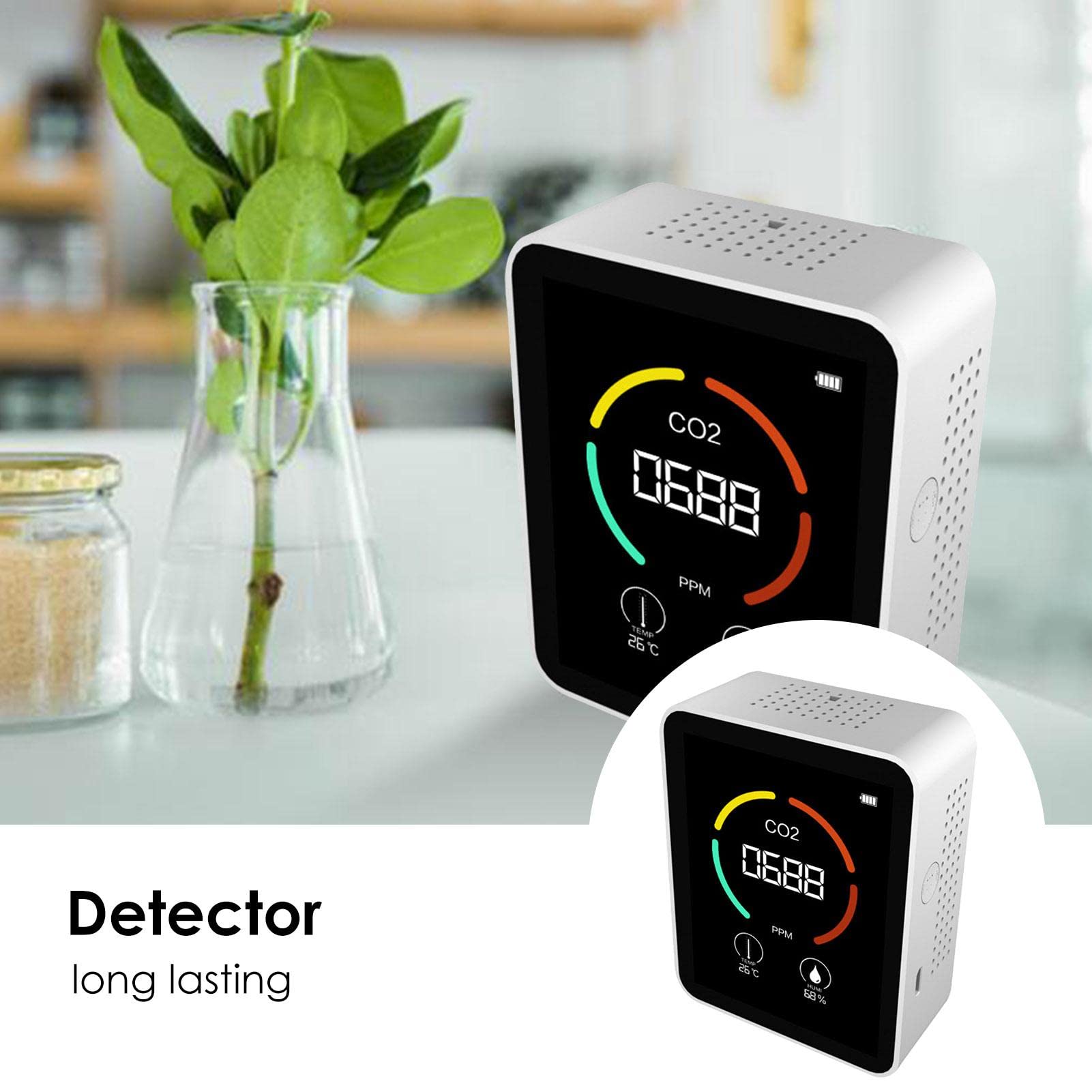 Amazon.co.jp: CO2検出器 温湿度計 二酸化炭素濃度計 USB充電式 二酸化