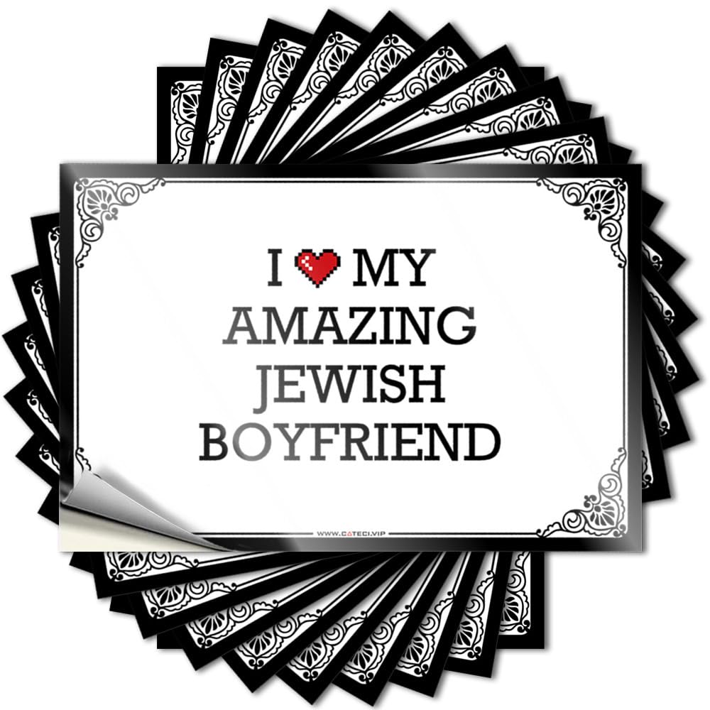 Fzfn Men's Colour I Love My Amazing Jewish Boyfriend Cover Winter - Office Accessories For Funny Sticker Self Adhesive Sticker(12X18cm)