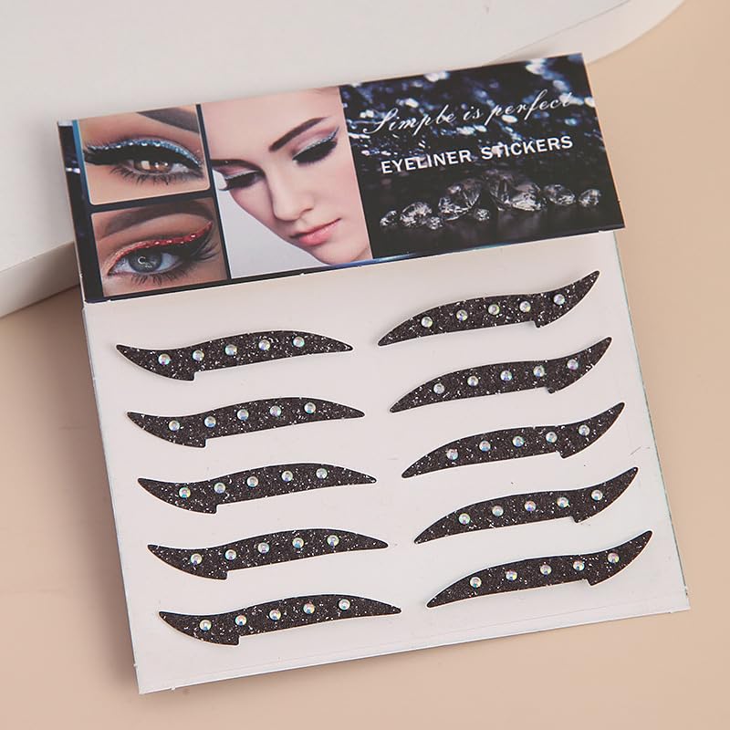 Glitter Eyeliner Stickers con Rhinestones Adhesivos Rose Red miniatura 1