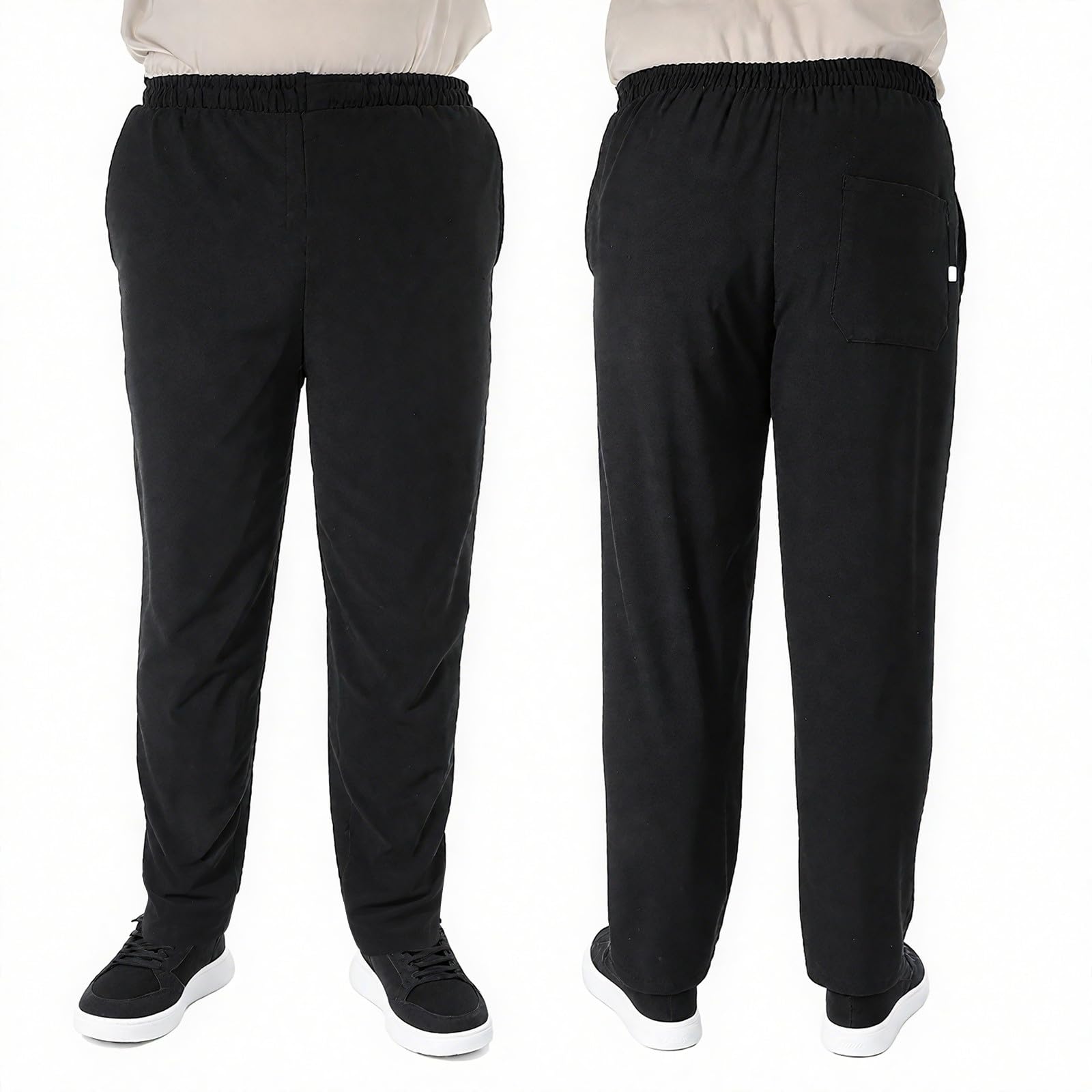 Pantaloni da Chef Traspiranti Nero per Ristoranti e Cucine Professionali Facili da Lavare e Resistenti all Olio