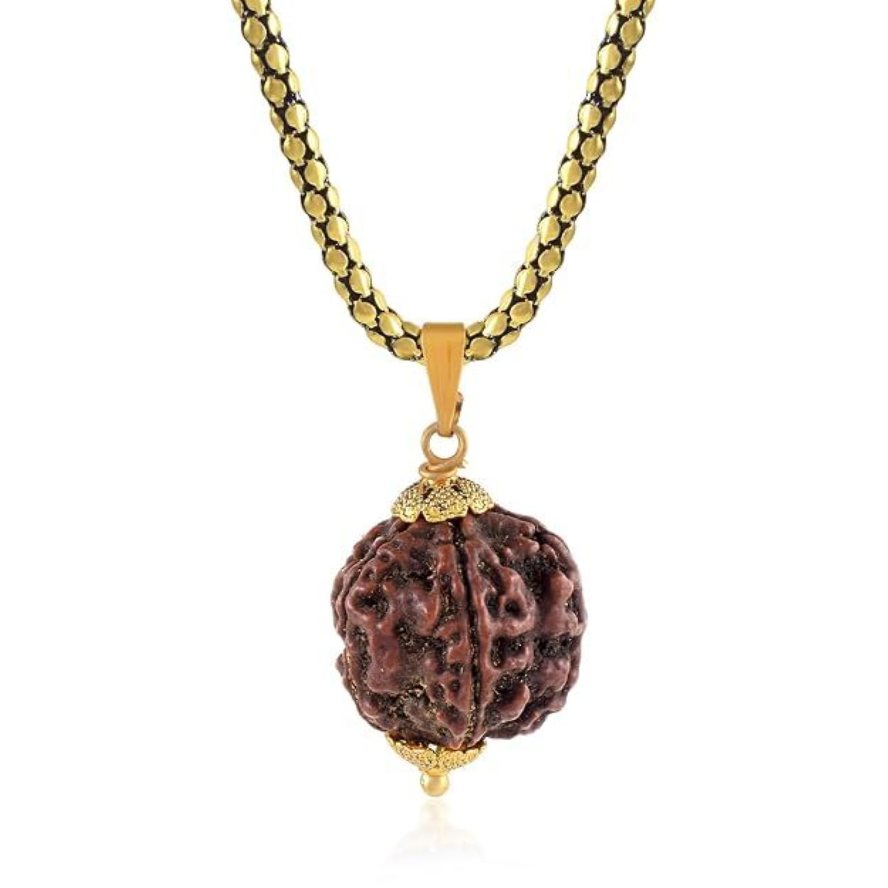 5 Mukhi Rudraksha Pendant for Men Gold Plated Chain Spiritual Pendant-image-11