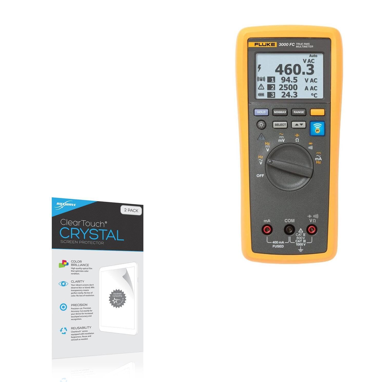 BoxWave Screen Protector Compatible with Fluke 3000 - ClearTouch Crystal (2-Pack), HD Film Skin - Shields from Scratches