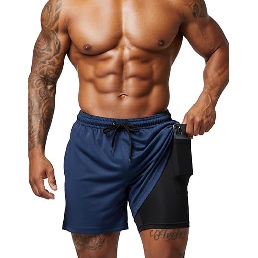Shorts Masculino Esportivo de Academia 2 em 1 Com Bolso Oculto Para celular Alta Elasticidade zero transparência