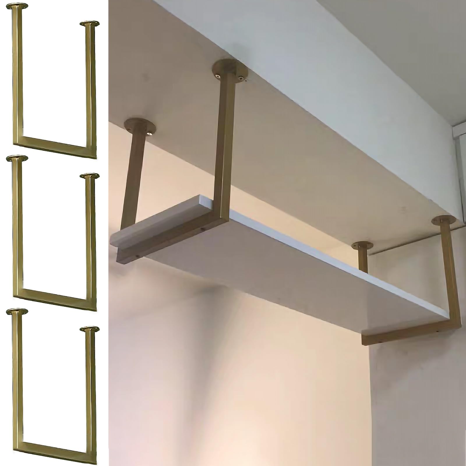 Heavy Du przemysłowy wspornik półki 30 cm x 30 cm czarna rura montaż sufitowy metalowe wiszące wsporniki do półek kuchnia Sto Solut 3-pak d h