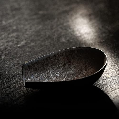 Miniatura 2 de Zerodeko Cuchara de té retro, pala de porcelana para té de hojas sueltas, café, harina, sal, frutos secos, 1 unidad, color café, 3.93 x 2.75 x 1.18