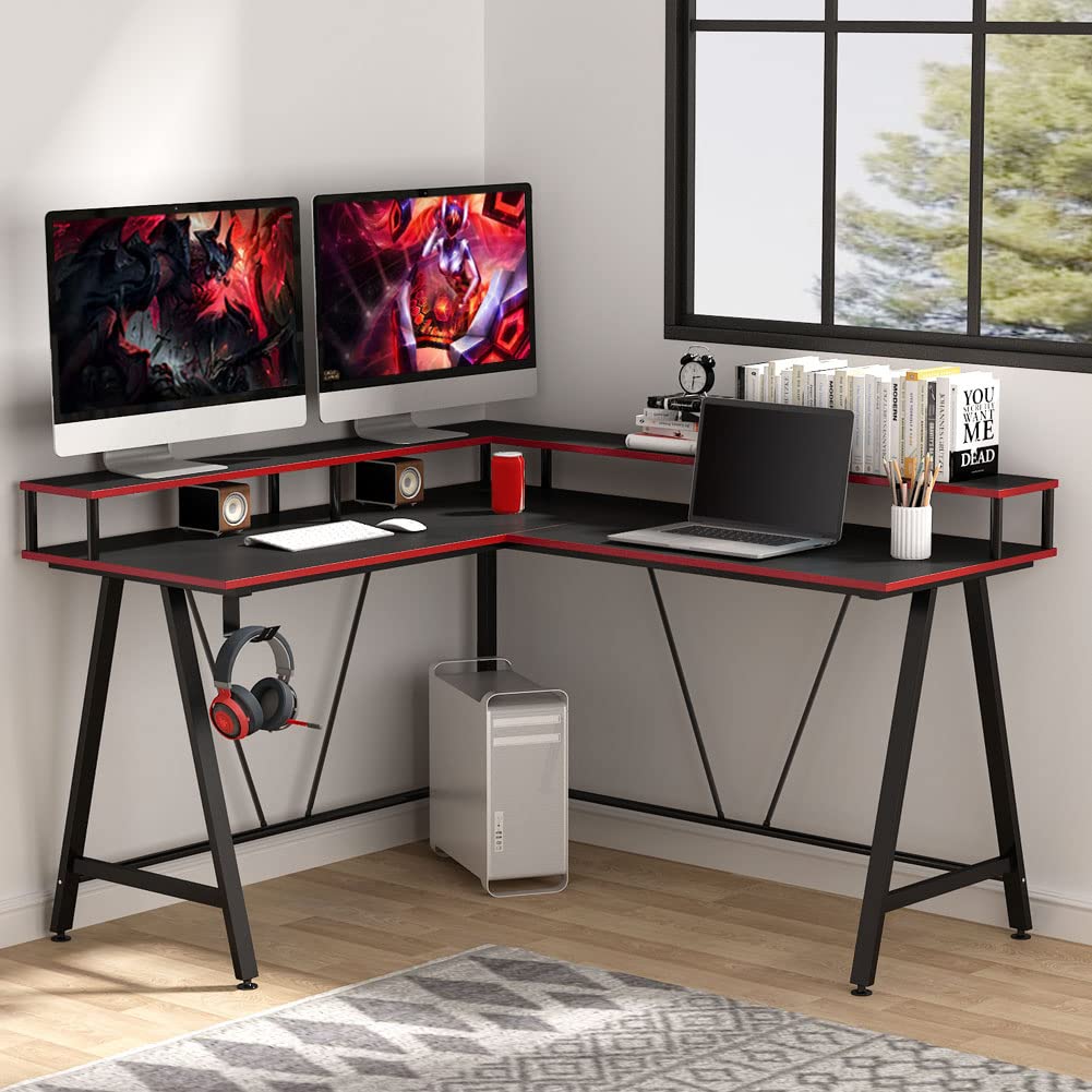 Buy Tribesigns LShaped Desk with Shelf, 57 x 51 Inch Corner Computer