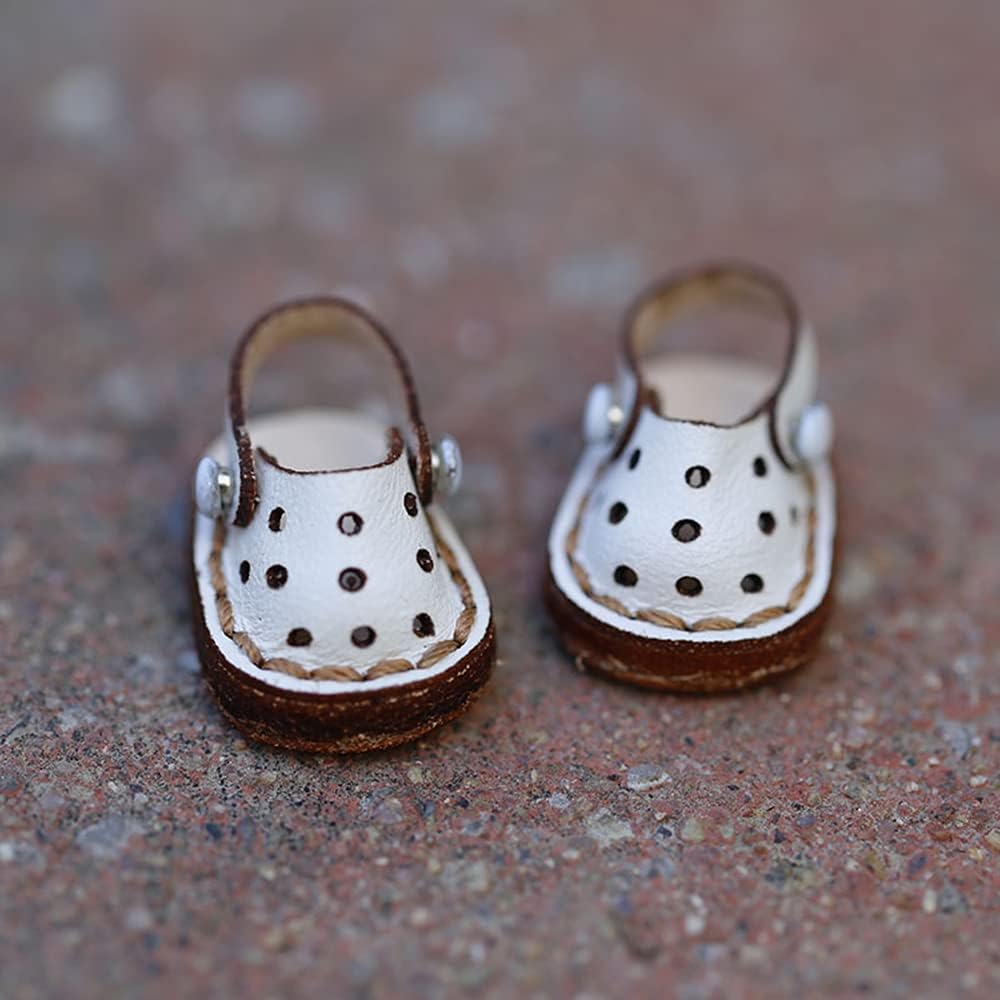 Cowhide Handmade Casual Hole Shoes for OB11,GSC, Body9, 1/12 bjd Doll Shoes Doll Accessories (Green)