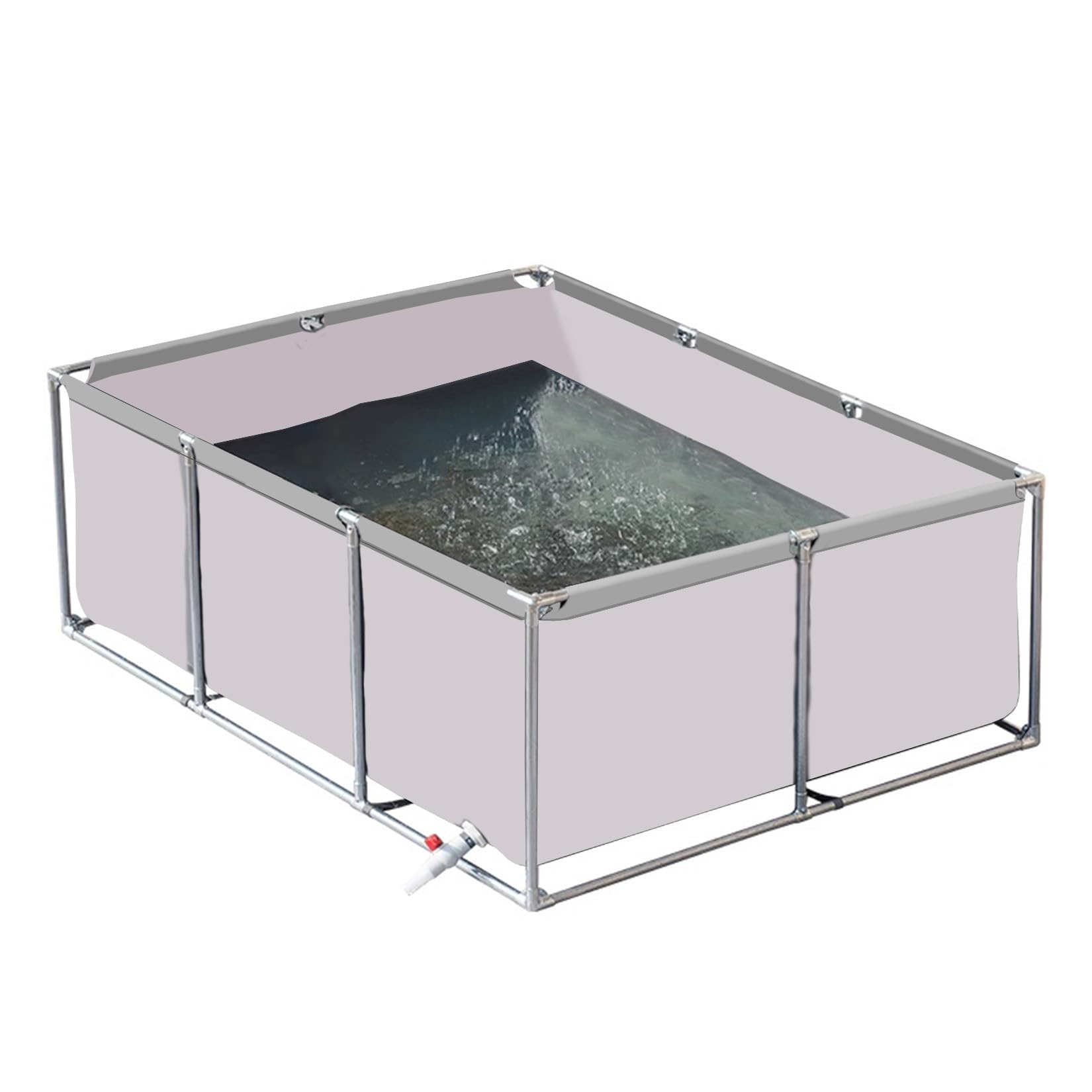 uofgcru Koi Holding Tank, Temporary Pond with Steel Frame,Garden Ponds Above Ground for Fish Turtle Farming, Outdoor Turtle Pond Easily Assembled(White-1×1×0.7m)