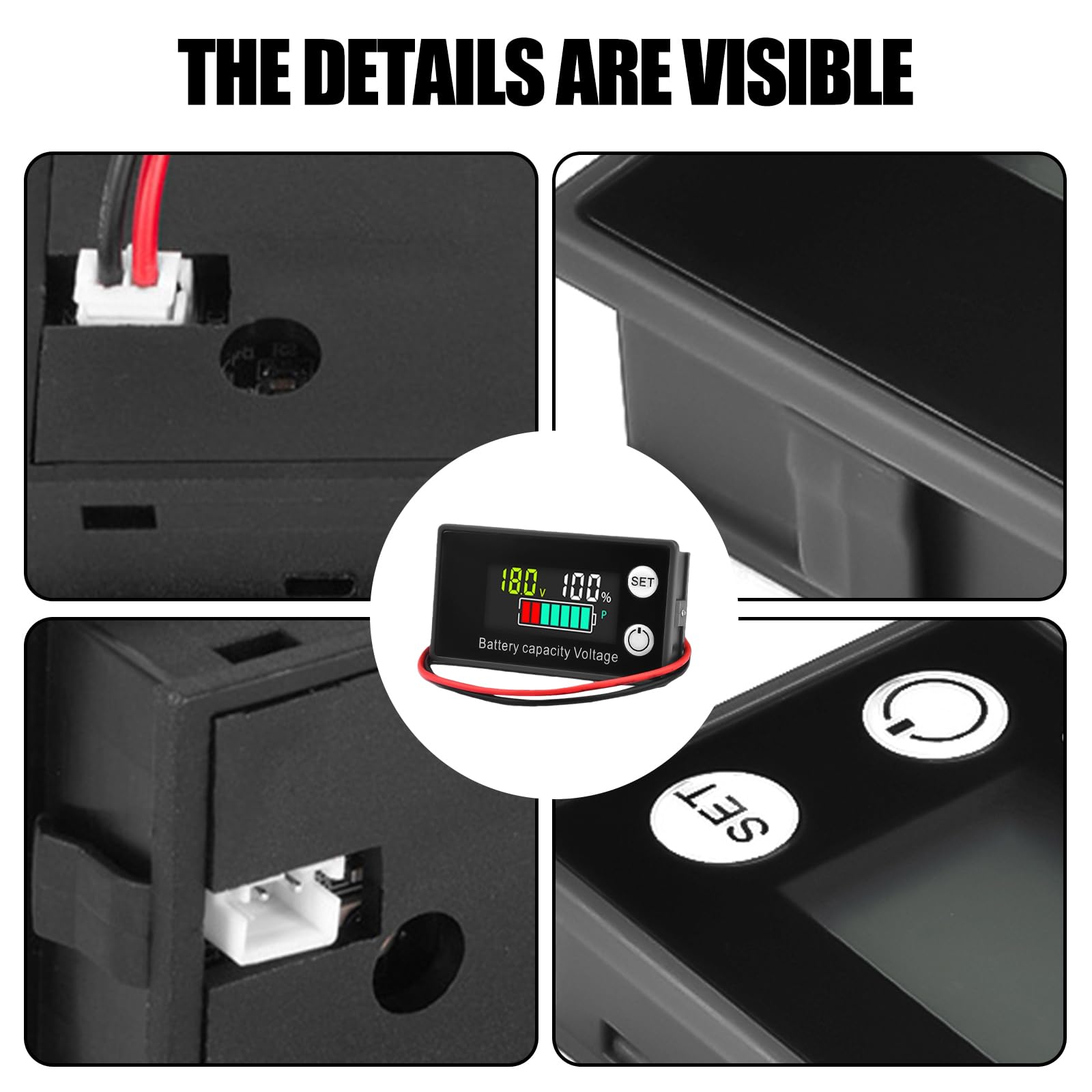 2 monitor di capacità della batteria, 12 V, 24 V, 36 V, 48 V, 60 V, 72 V, 84 V, multicolor LCD, DC8-100 V, allarme di temperatura con indicatore di alta precisione, per auto, camper, barca