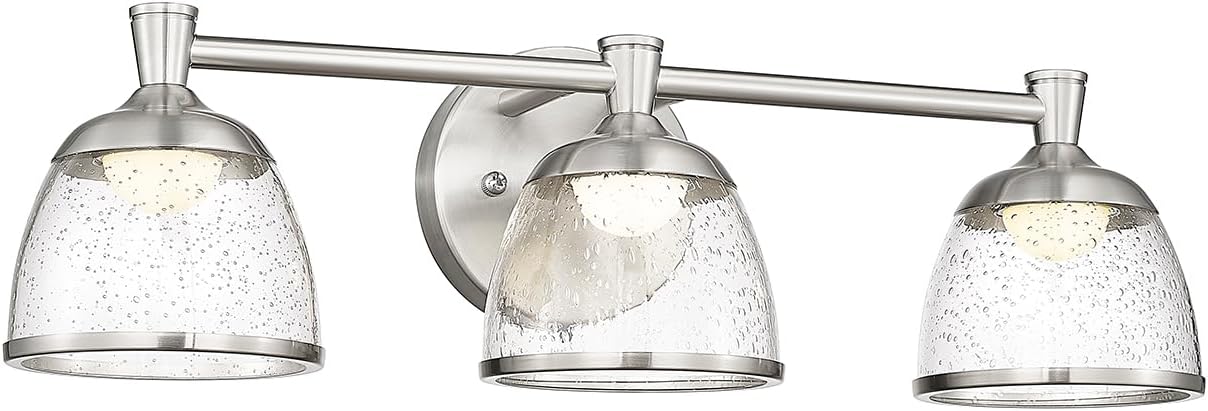 kudos Brushed Nickel Vanity Light,3 Light Bathroom Vanity Light with Bubble Glass,Modern LED Vanity Light Fixture for Bathroom,5CCT Adjustable, KDVL12-BN Nickel (LED)
