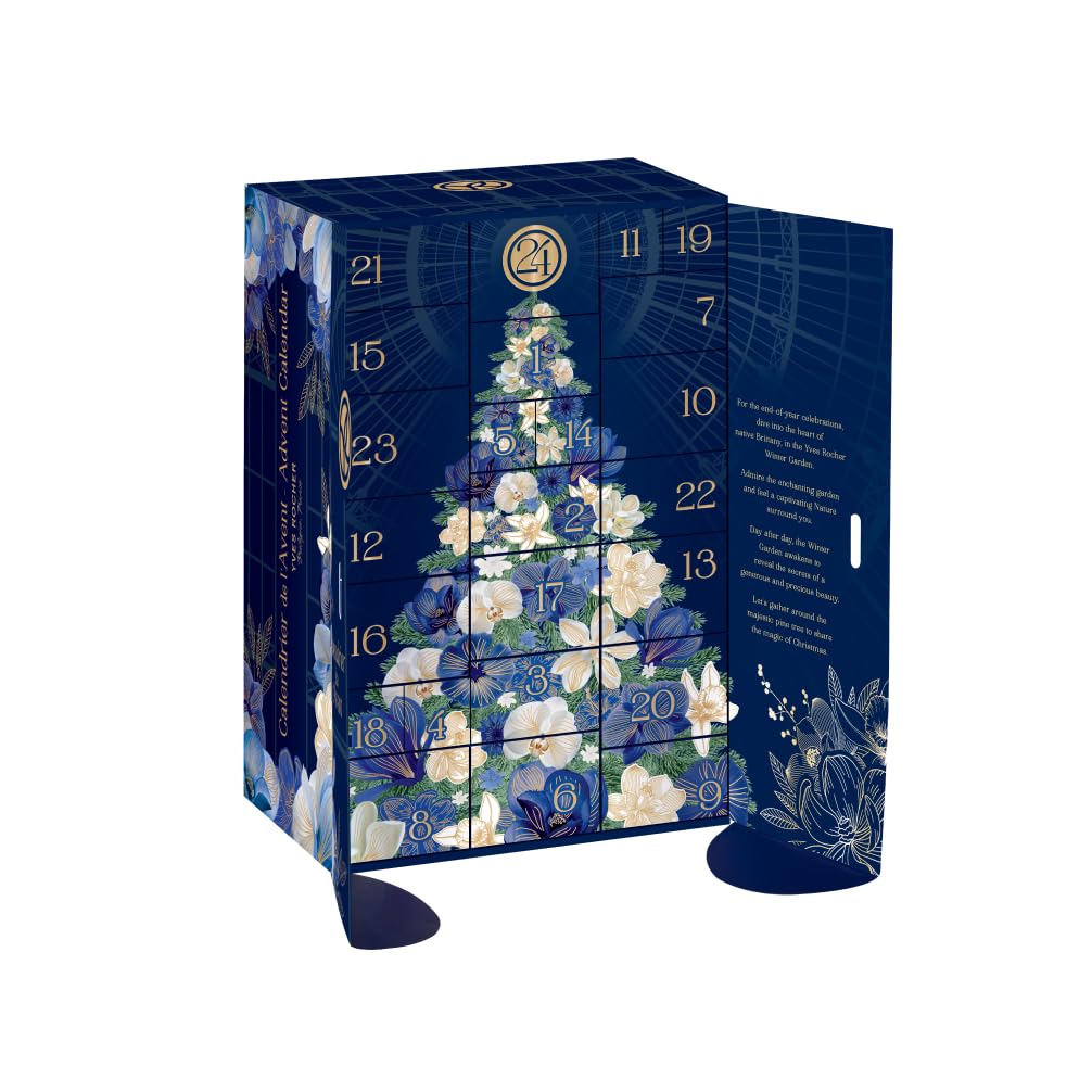 Yves Rocher - Calendario dell'Avvento con cosmetici e prodotti di bellezza, con 24 sorprese: cura del viso, trucchi, cura del corpo, cura dei capelli e profumi, da donna (Advent Winter Garden)