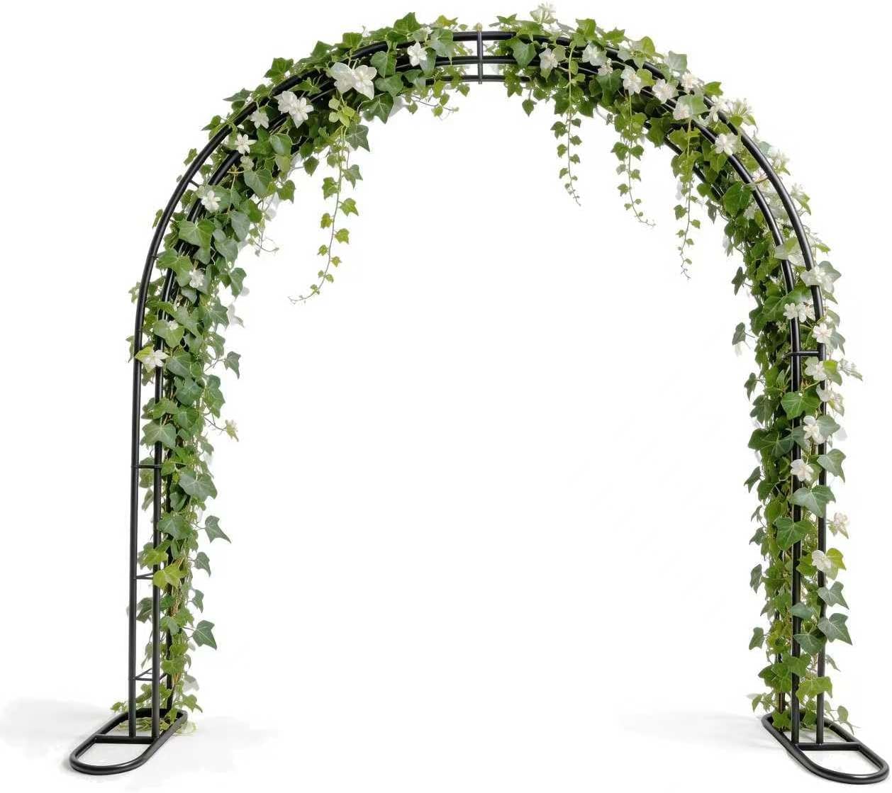 Black Metal Garden Arch, 98.5" W x 90.5" H Heavy Duty Metal Garden Arch Trellis for Climbing Plants