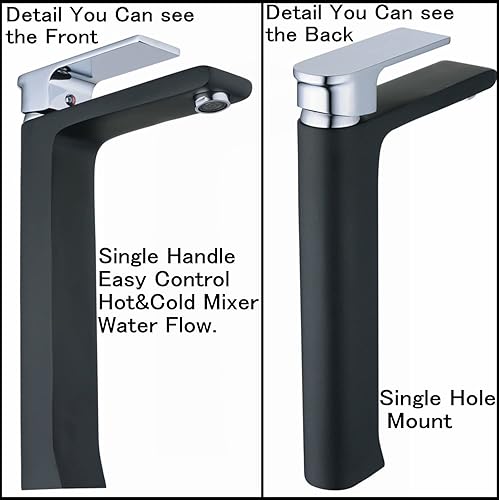 Miniatura 7 de Leekayer Baño recipiente fregadero grifo cromo sola manija negro pintura un agujero cubierta montaje lavabo mezclador latón