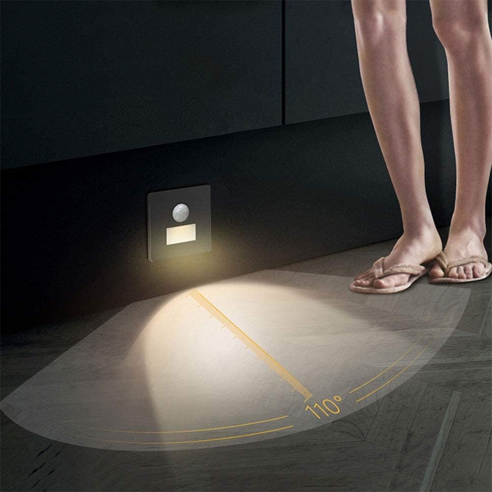 LED Recessed Stair Lights Human Induction, Integrated Design Step Light Night Light Plinth Patio Stairway Lighting Guide Lamp, White, 86 * 86MM