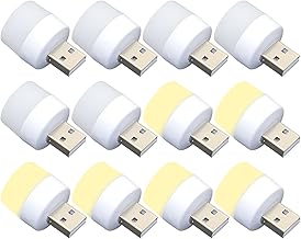 USB Night Lights, Mini LED Lamp, No Light Sensor, Plug, Warm White, Compact, Ideal for Bedroom, Bathroom, Kitchen, Car USB Atmosphere Light (12 Pieces, 6 White + 6 Warm)