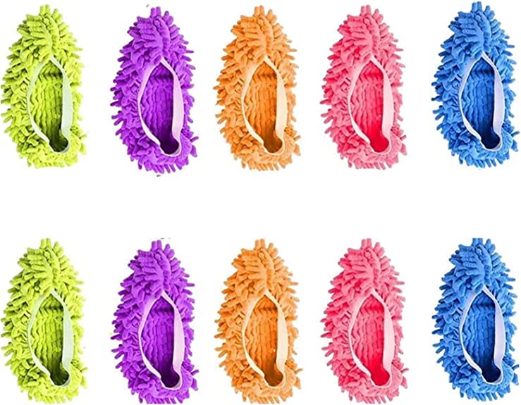 10 Pieces Mop Slippers for Floor Cleaning,Dusting Slippers Washable Reusable,Mop Socks Cleaning Slippers for Women Men Cleaning Mop Tool for House Kitchen Bathroom Office…