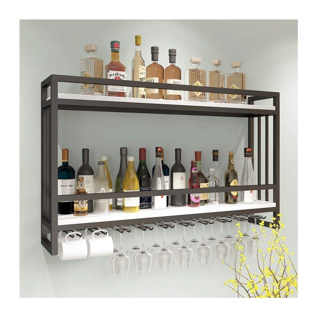 Estante de vino de pared nórdico en madera y hierro para decorar tu salón