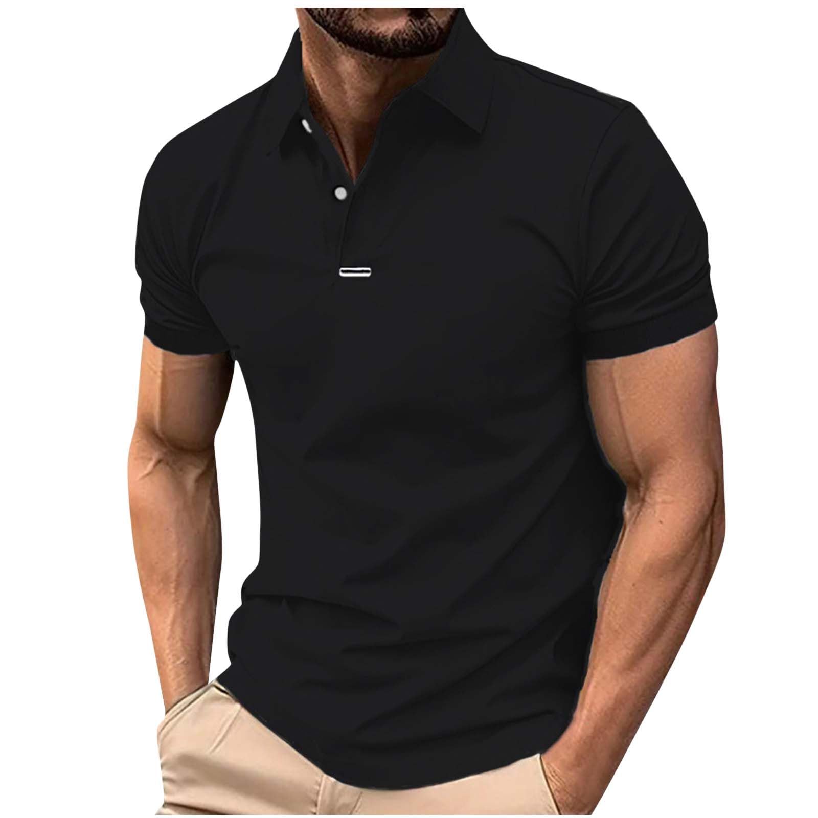 Men's Polos Shirts Moisture Wicking Athletic Basic Golf T-Shirt Men Casual Business Work Polos Tops Solid Regular Fit