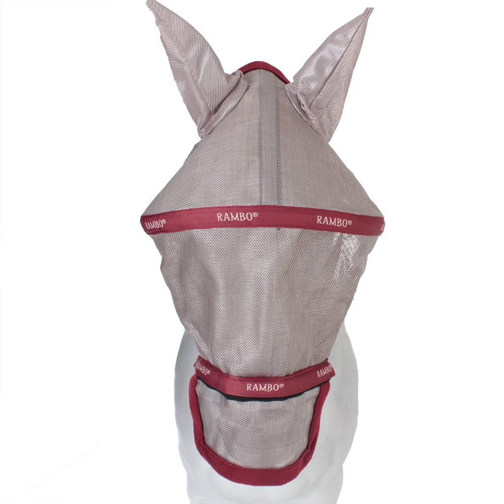 Horseware Rambo Fly Mask Plus Oatmeal/Cherry, Peach & Blue Fliegenmaske