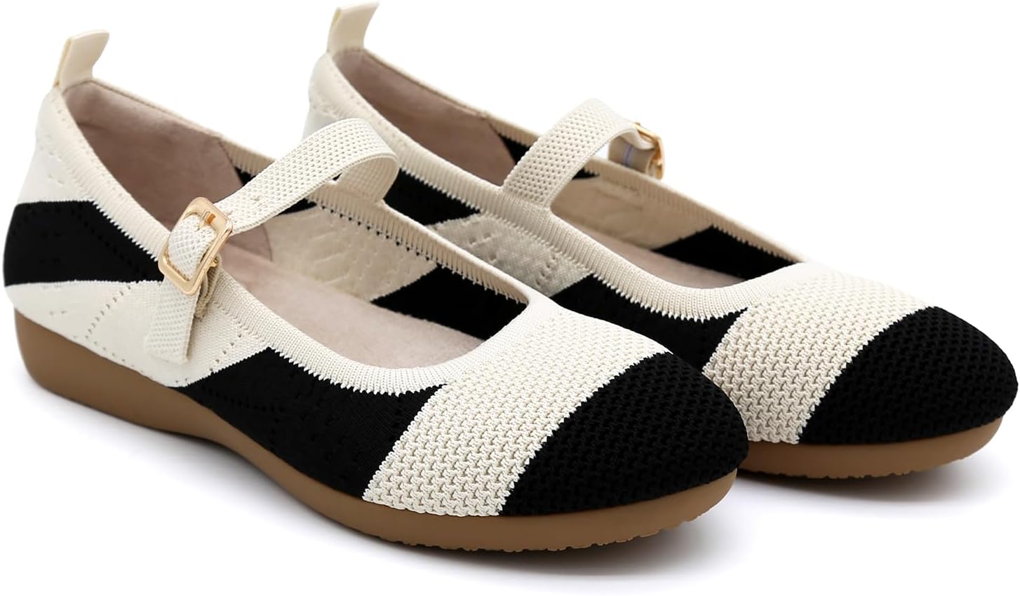 Mary Jane Flats Shoes for Women Comfortable Dressy Casual Womens Office Non Slip Work Shoes Ballet Flats - Image 5