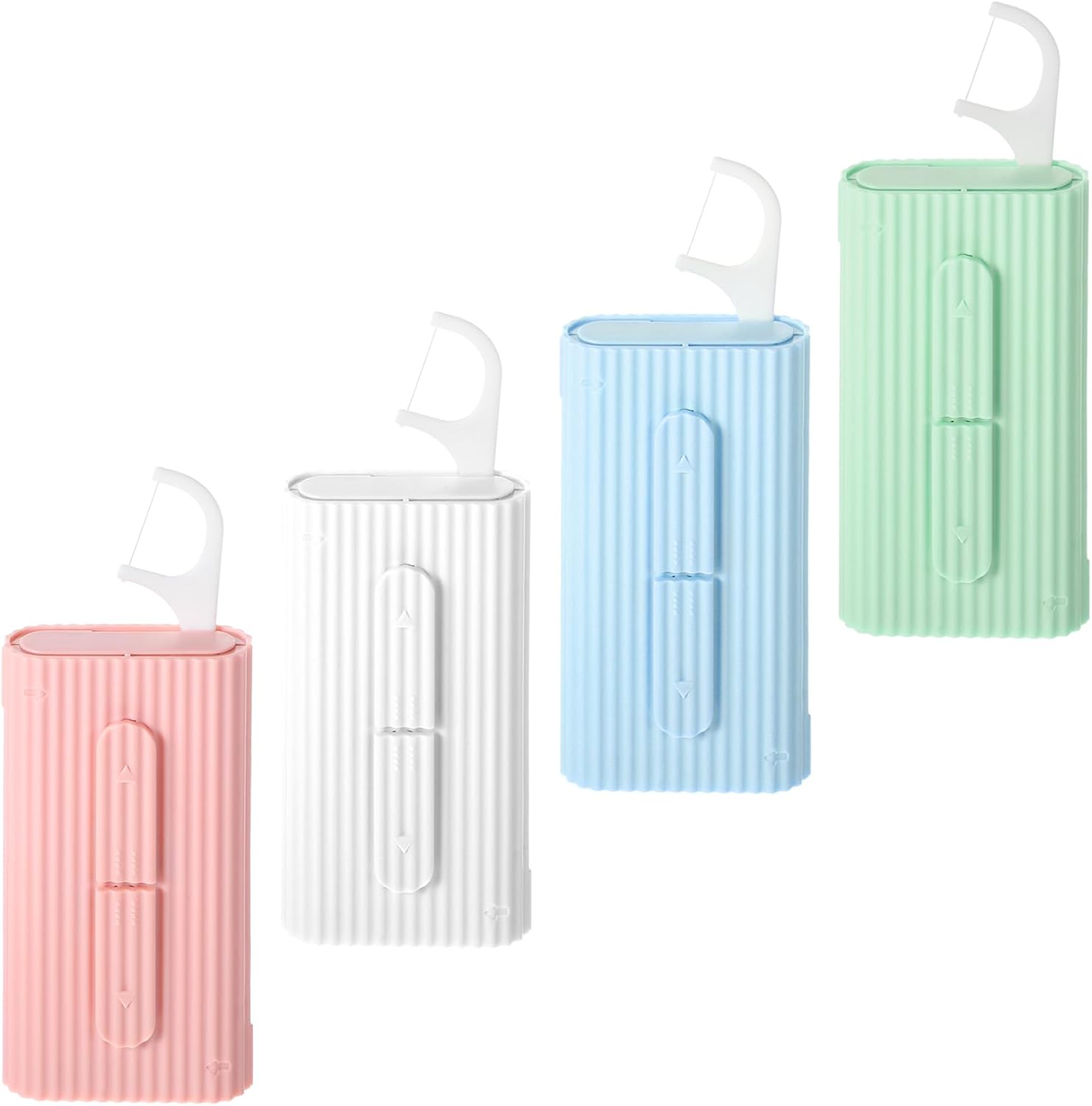 4 Pcs Portable Dental Floss Dispenser Refillable Dental Flossers Case Automatic Travel Floss Pick Organizer Pocket Floss Boxes with 40 Floss Picks for Cleaning Teeth