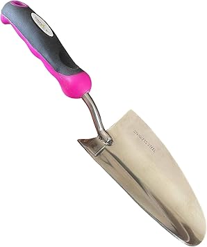 Garden Guru Super Strong Garden Trowel Hand Shovel - Stainless Steel - Rust Resistant - Ergonomic Grip - Perfect Tool for Gardening, Weeding, Transplanting and Digging in Garden Beds Pink