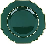 Vista 7 de Efavormart - Paquete de 10 platos de postre de plástico duro verde esmeralda de 8 pulgadas, vajilla desechable, platos barrocos resistentes