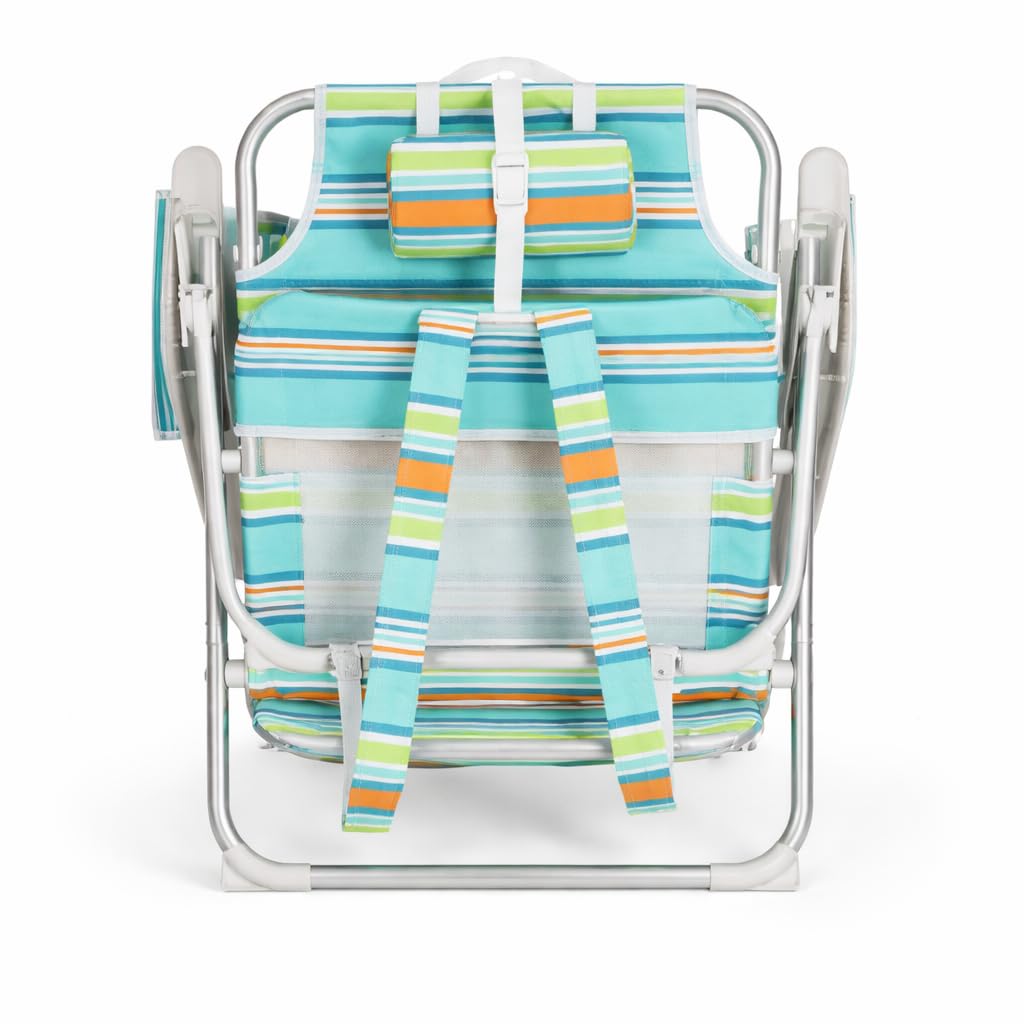 Acomoda Textil - Silla Plegable de Playa y Camping de Aluminio con Respaldo Reclinable. Silla Baja Compacta con Brazos Ergonómicos, Correa Transporte y Estructura Ligera de Exterior. (69X65X17/75 CM)