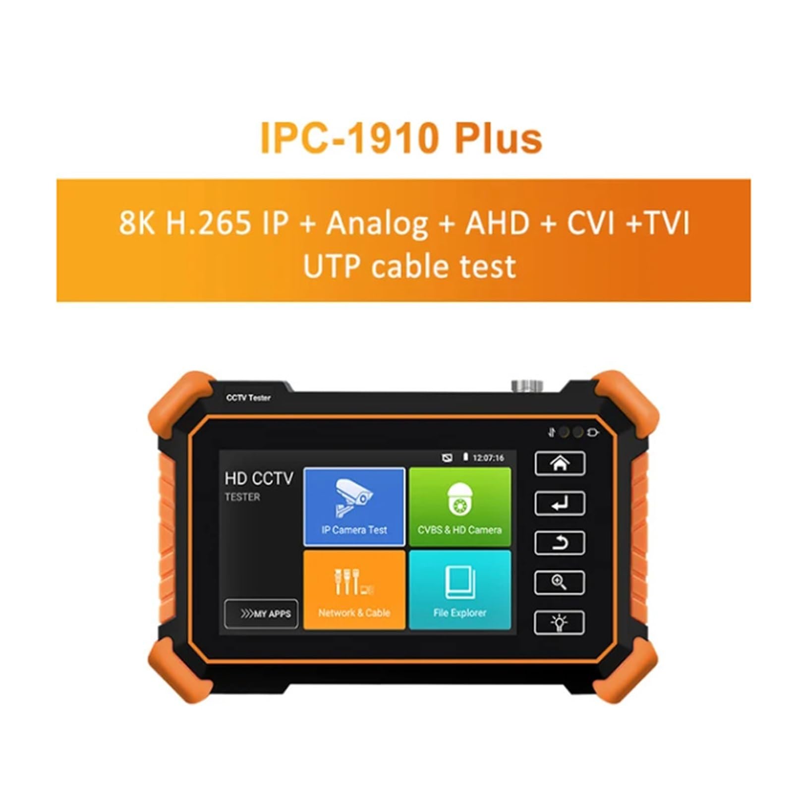 Testeur de vidéosurveillance, Testeur de caméra IP CCTV Mise à Niveau, Moniteur 4 Pouces 8K, Test IPC, testeur câble UTP IPC-1910Plus 8MP AHD CVI TVI, analogique(IPC-1910CPLUS)