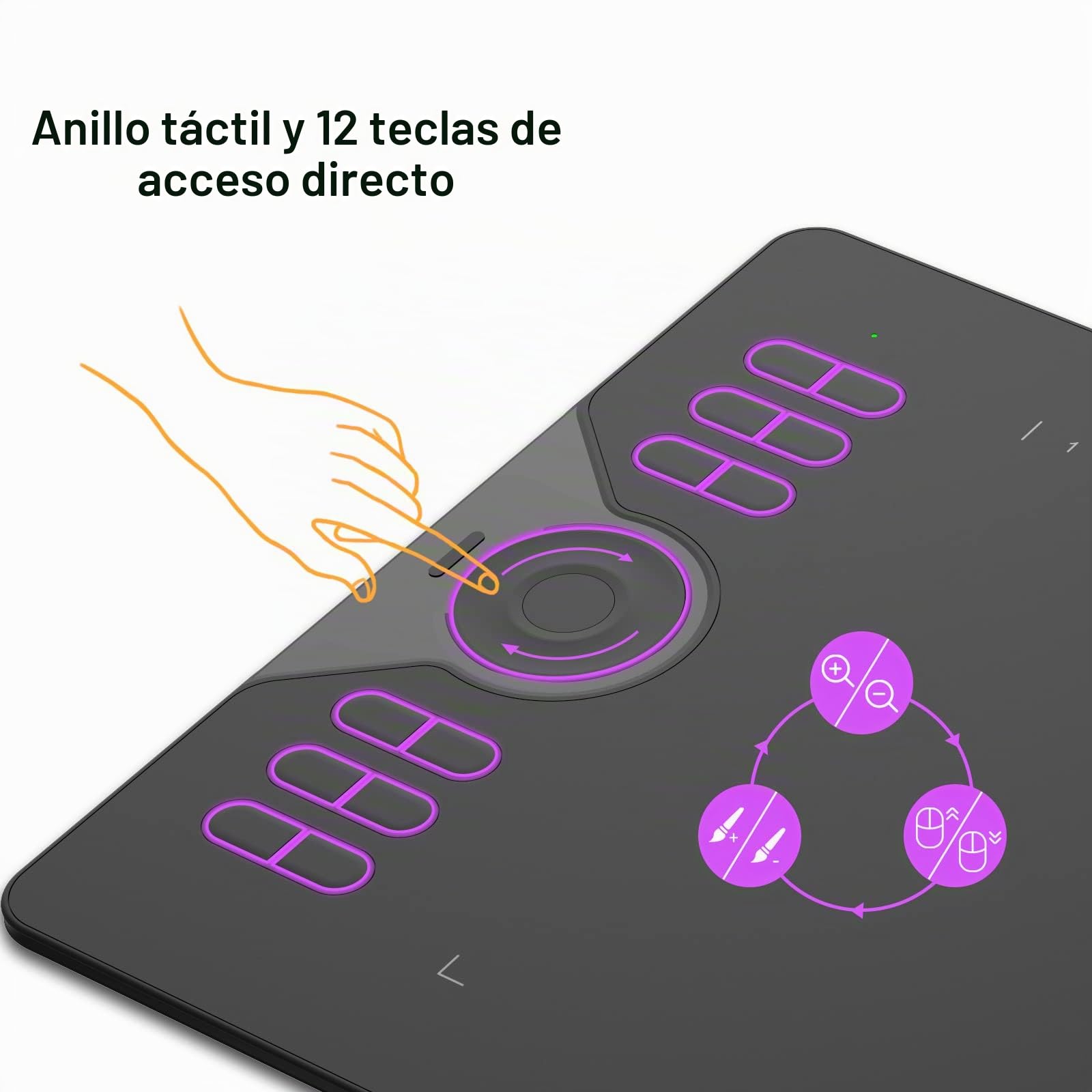 Gráficos Tableta de Dibujo HUION Actualizado HS610 Función de inclinación Lápiz sin batería con 1 Dedo Anillo táctil Conectividad Sistema operativo Android 6.0 Compatible