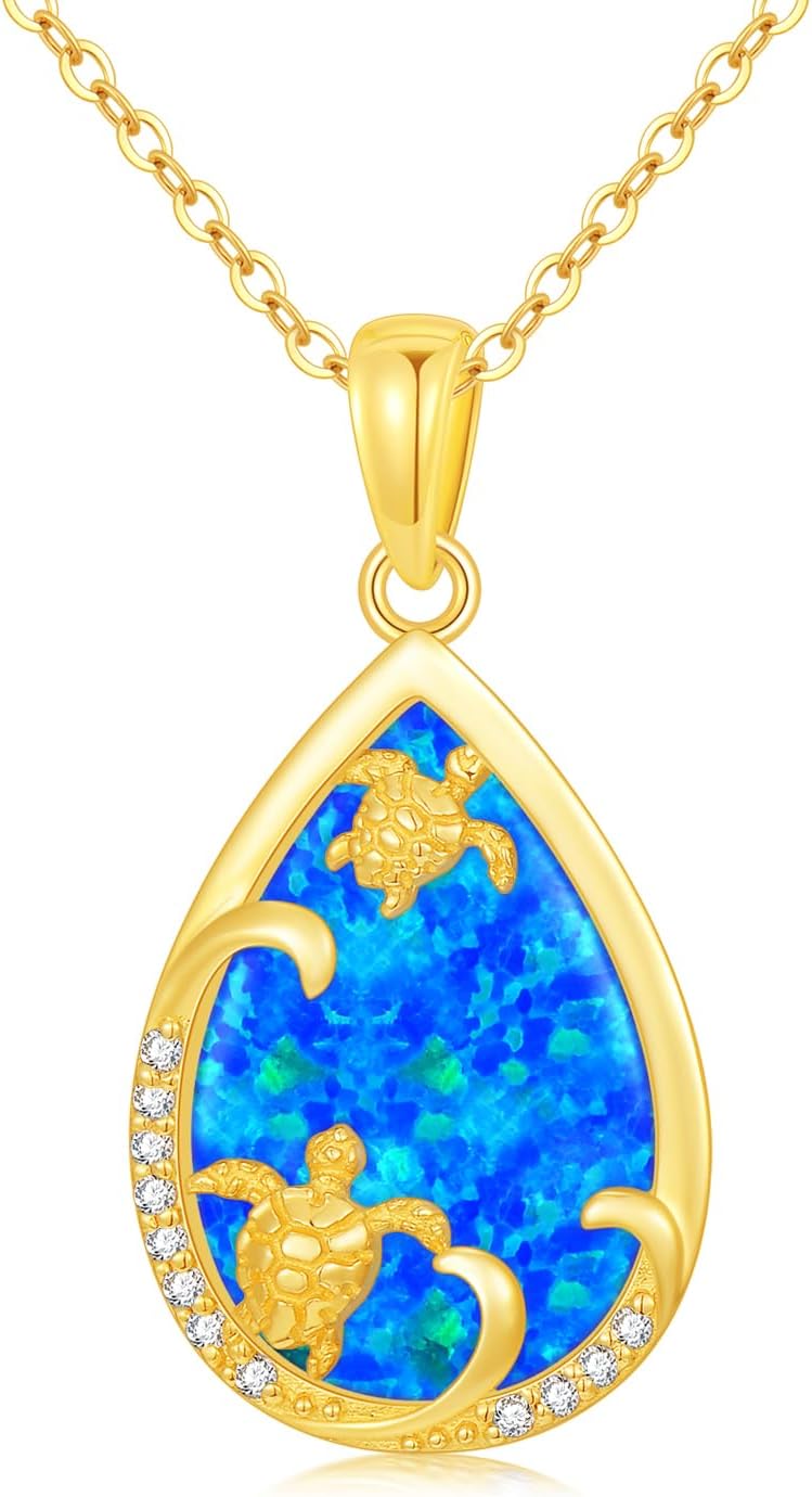 Solid 14K Gold Sea Turtle/Phoenix/Butterfly/Red Cardinal/Paw Print/Bee Necklace for Women, Real Gold Pendant Necklaces Fine Animal Jewerly Gifts for Her Birthday Christmas