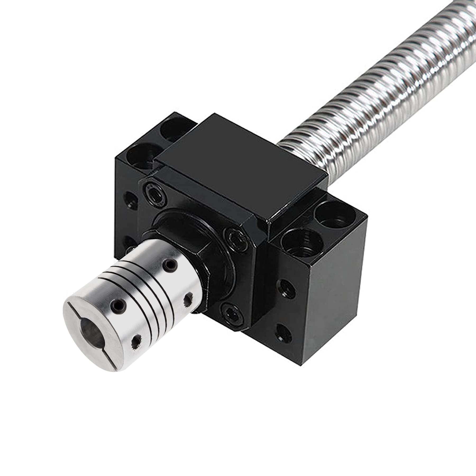 Vis à billes roulée SFU1605 1200mm Jeu de vis filetées en acier inoxydable avec extrémité usinée, Écrou à billes anti-jeu, support BK12/BF12, boîtier décrous, kit dembrayage et pièces CNC