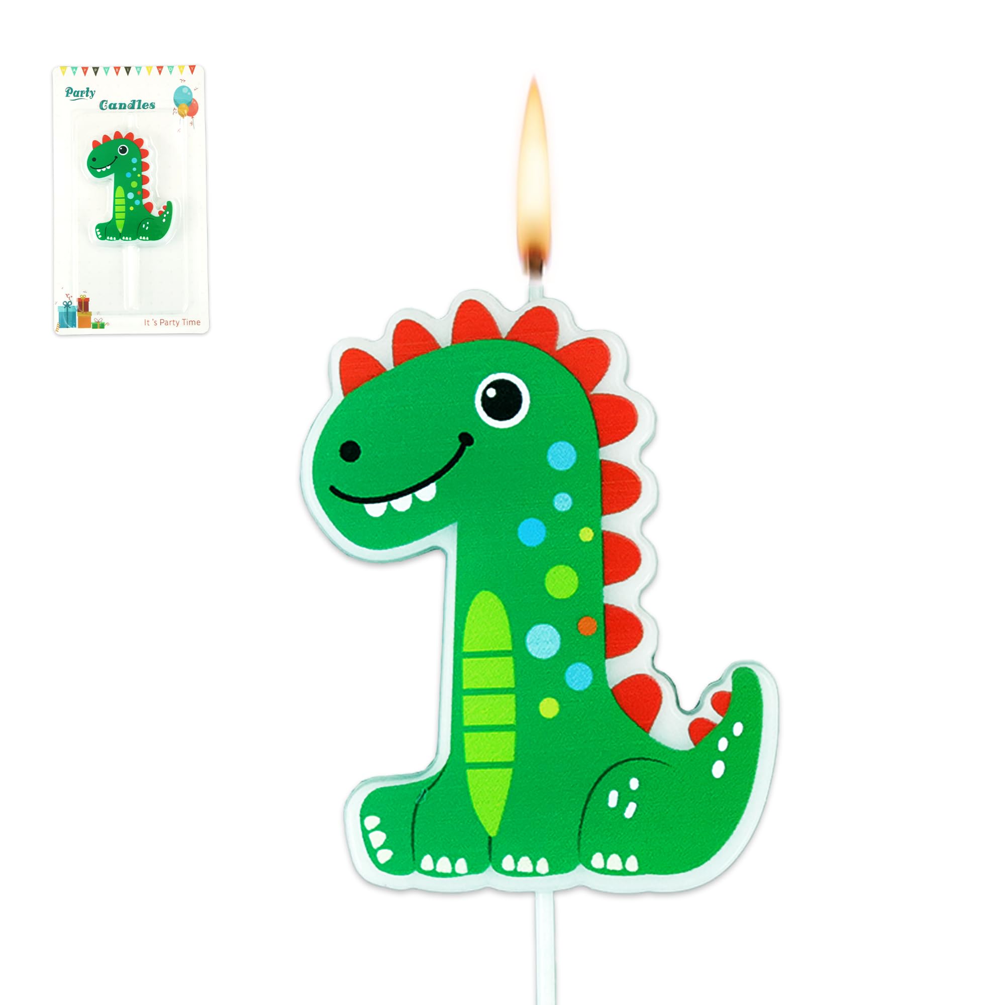 1st Birthday Dinosaur Birthday Candles for Cake, Dinosaur Shaped Number 1 Candles Cake Topper for Dinosaur Party Supplies
