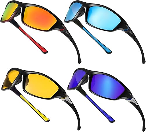 TOODOO 4 pares de lentes de sol polarizados para hombre con protección UV, gafas de conducción deportivas para actividades al aire libre