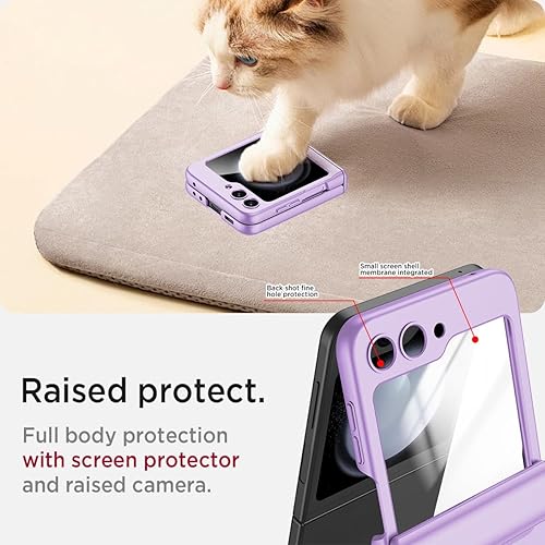 Miniatura 3 de Miimall Funda para Samsung Galaxy Flip 5, Protector de pantalla transparente integrado, delgado, plegable, gratuito, grado militar, anticaídas, a